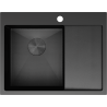 Mexen Exar 1-komorový nerezový drez s ľavým odkvapkávačom 620 x 480 mm, čierny HC - 6431621005L-70HC