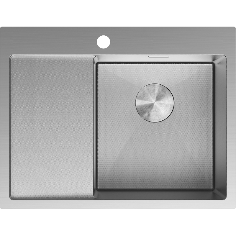 Mexen Exar nerezový drez 1-komorový s odkvapkávačom pravý 620 x 480 mm, inox HC - 6432621005P-01HC