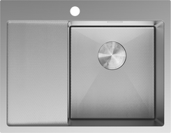 Mexen Exar nerezový drez s jednou komorou s odkvapkávačom pravý 620 x 480 mm, inox HC - 6432621005P-01HC