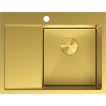 Mexen Exar oceľový kuchynský drez 1-komorový s odkvapkávačom, pravý 620 x 480 mm, zlatý - 6432621005P-55