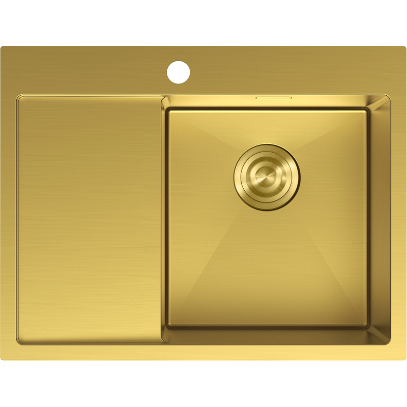 Mexen Exar oceľový kuchynský drez 1-komorový s odkvapkávačom, pravý 620 x 480 mm, zlatý - 6432621005P-55