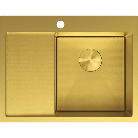 Mexen Exar oceľový drez s jednou komorou s odkvapkávačom pravý 620 x 480 mm, zlatý HC - 6432621005P-55HC