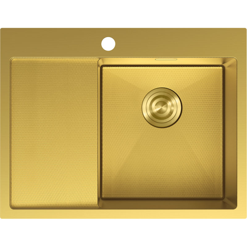 Mexen Exar nerezový drez 1-komorový s odkvapom, pravý 620 x 480 mm, zlatý HC - 6432621005P-55HC