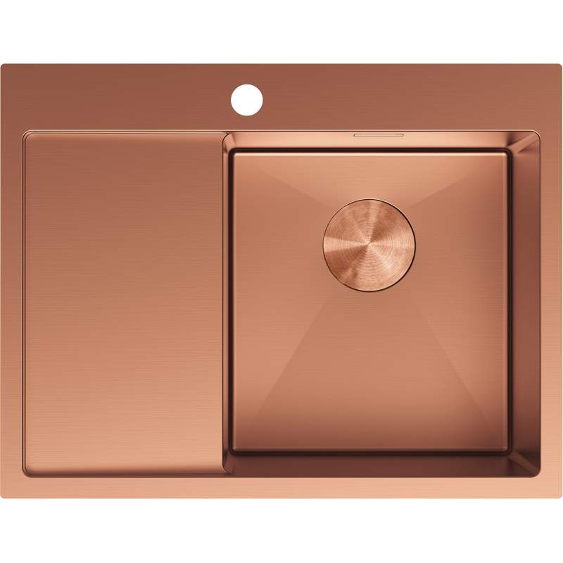 Mexen Exar nerezový drez 1-komorový s odkvapkávačom pravý 620 x 480 mm, meď - 6432621005P-65