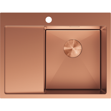 Mexen Exar nerezový drez 1-komorový s odkvapkávačom pravý 620 x 480 mm, meď - 6432621005P-65