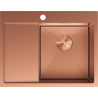 Mexen Exar nerezový kuchynský drez s jednou komorou a odkvapkávačom, pravý 620 x 480 mm, meď - 6432621005P-65