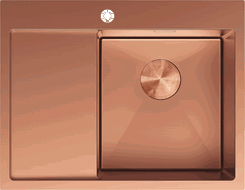 Mexen Exar nerezový kuchynský drez s jednou komorou a odkvapkávačom, pravý 620 x 480 mm, meď - 6432621005P-65