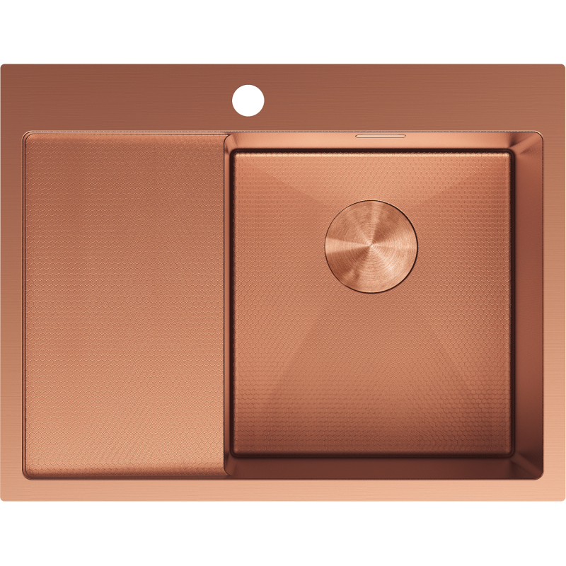 Mexen Exar oceľový drez s 1 komorou a odkvapkávačom, pravý 620 x 480 mm, meď HC - 6432621005P-65HC