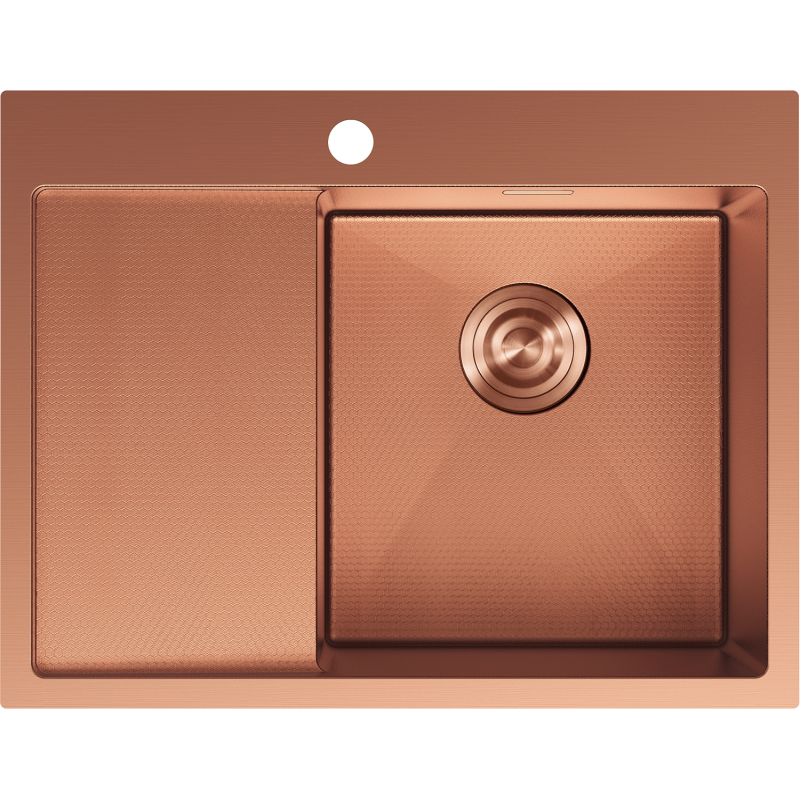 Mexen Exar oceľový drez s 1 komorou a odkvapkávačom, pravý 620 x 480 mm, meď HC - 6432621005P-65HC