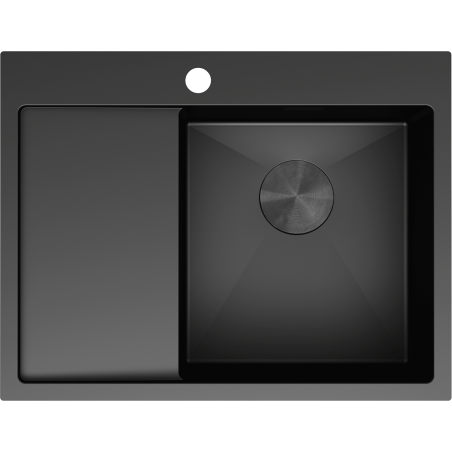 Mexen Exar nerezový drez s jednou komorou a odkvapkávačom, pravý 620 x 480 mm, čierny - 6432621005P-70