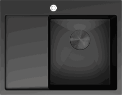 Mexen Exar nerezový drez s jednou komorou a odkvapkávačom, pravý 620 x 480 mm, čierny - 6432621005P-70