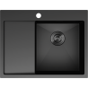 Mexen Exar nerezový drez s jednou komorou a odkvapkávačom, pravý 620 x 480 mm, čierny - 6432621005P-70