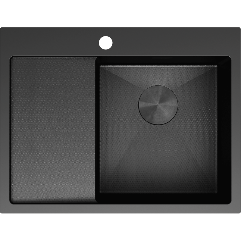 Mexen Exar nerezový drez 1-komorový s odkvapkávacou plochou pravý 620 x 480 mm, čierny HC -6432621005P-70HC