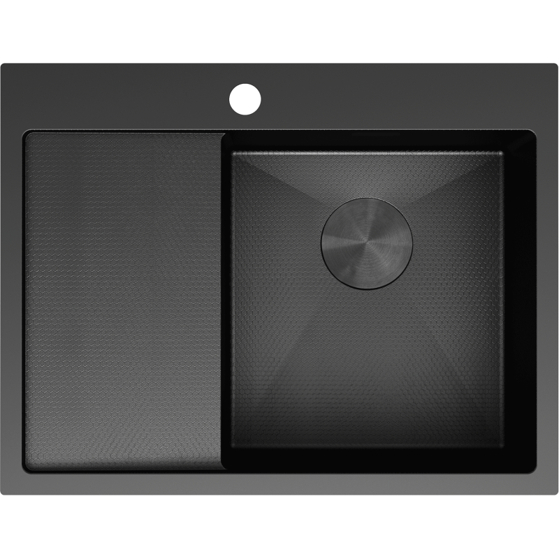 Mexen Exar oceľový drez s 1 komorou a odkvapkávačom, pravý 620 x 480 mm, čierny HC - 6432621005P-70HC