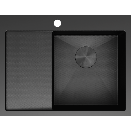 Mexen Exar nerezový drez 1-komorový s odkvapkávacou plochou pravý 620 x 480 mm, čierny HC -6432621005P-70HC