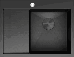 Mexen Exar oceľový drez s 1 komorou a odkvapkávačom, pravý 620 x 480 mm, čierny HC - 6432621005P-70HC