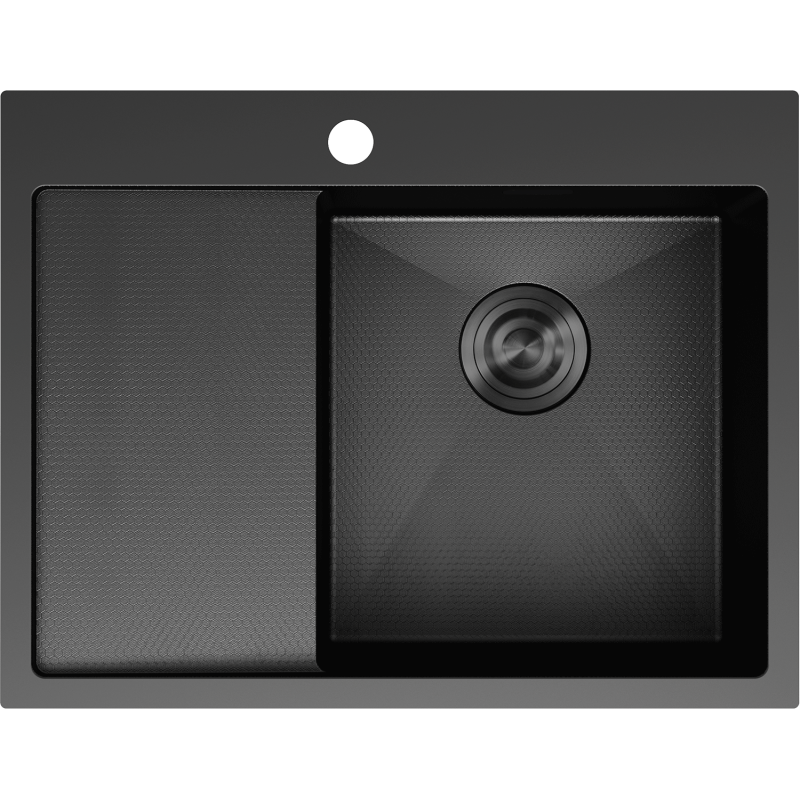 Mexen Exar nerezový drez 1-komorový s odkvapkávacou plochou pravý 620 x 480 mm, čierny HC -6432621005P-70HC