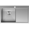 Mexen Exar nerezový kuchynský drez s 1 komorou a ľavým odkvapkávačom 780 x 480 mm, inox - 6433781010L-01