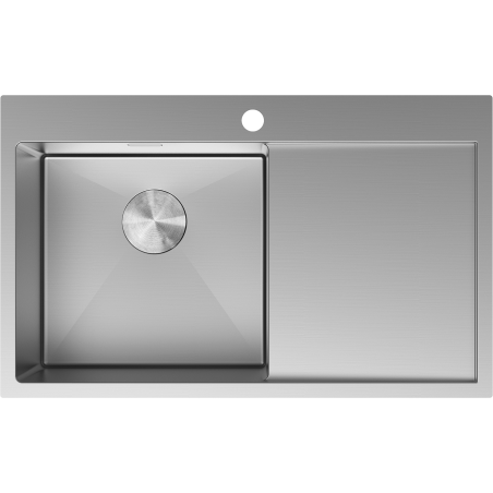 Mexen Exar nerezový kuchynský drez s 1 komorou a ľavým odkvapkávačom 780 x 480 mm, inox - 6433781010L-01