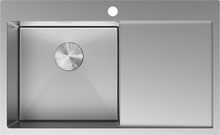 Mexen Exar nerezový kuchynský drez s 1 komorou a ľavým odkvapkávačom 780 x 480 mm, inox - 6433781010L-01