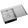Mexen Exar nerezový kuchynský drez s 1 komorou a ľavým odkvapkávačom 780 x 480 mm, inox - 6433781010L-01