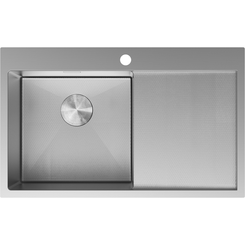 Mexen Exar nerezový drez 1-komorový s odkvapkávacou plochou ľavý 780 x 480 mm, inox HC - 6433781010L-01HC
