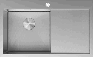 Mexen Exar nerezový drez 1-komorový s odkvapkávacou plochou ľavý 780 x 480 mm, inox HC - 6433781010L-01HC
