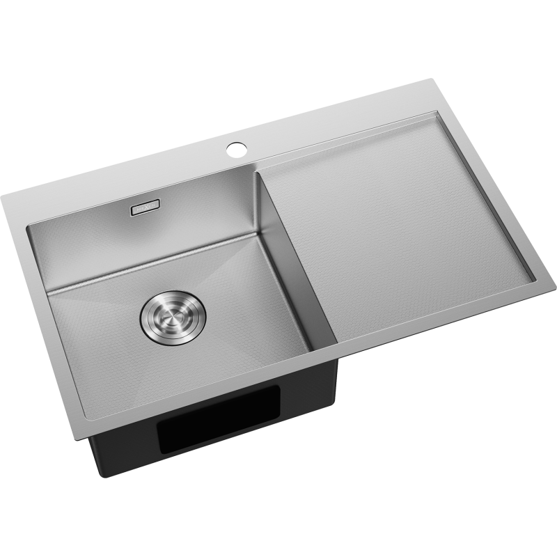 Mexen Exar nerezový drez 1-komorový s odkvapom ľavý 780 x 480 mm, inox HC - 6433781010L-01HC