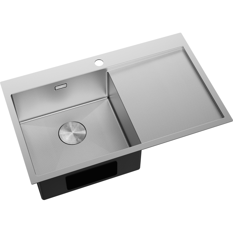 Mexen Exar oceľový drez 1-komorový s odkvapkávačom, ľavý 780 x 480 mm, inox HC - 6433781010L-01HC