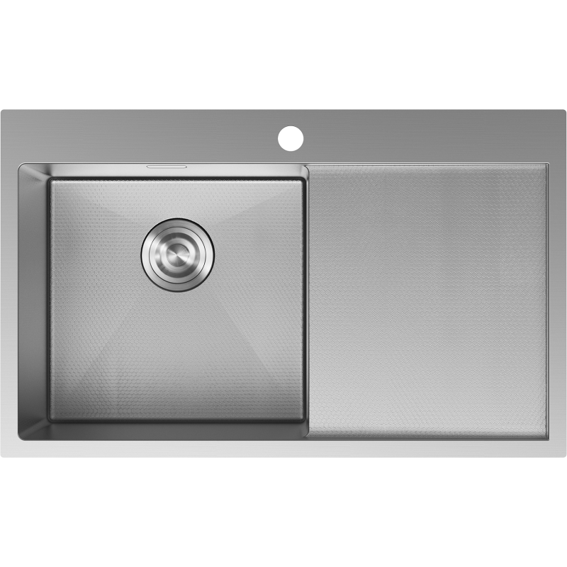 Mexen Exar oceľový drez 1-komorový s odkvapkávačom, ľavý 780 x 480 mm, inox HC - 6433781010L-01HC