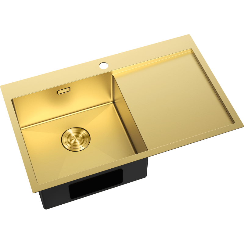 Mexen Exar oceľový drez s 1 komorou a odkvapkávacou plochou, ľavý 780 x 480 mm, zlatý - 6433781010L-55