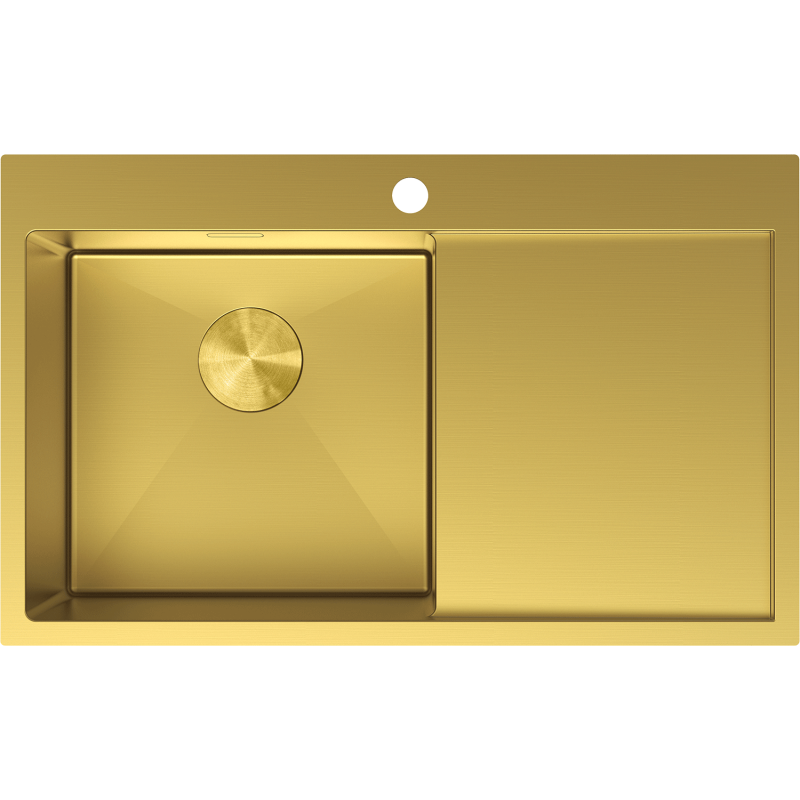 Mexen Exar oceľový drez s 1 komorou a odkvapkávacou plochou, ľavý 780 x 480 mm, zlatý - 6433781010L-55