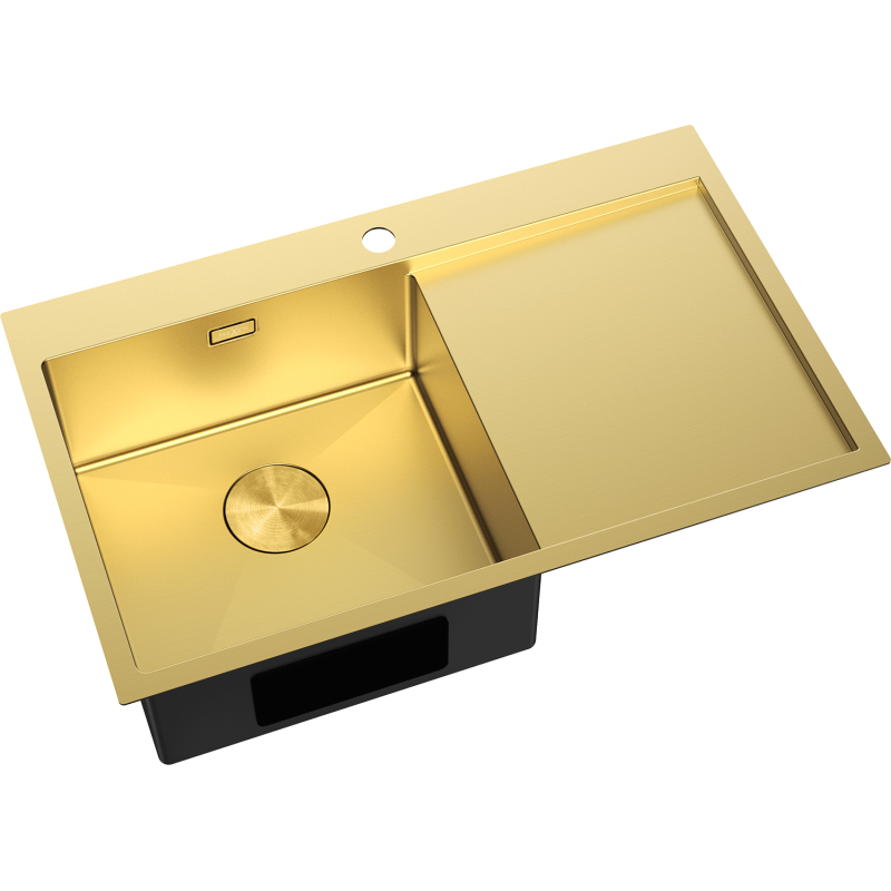 Mexen Exar oceľový drez s 1 komorou a odkvapkávacou plochou, ľavý 780 x 480 mm, zlatý - 6433781010L-55