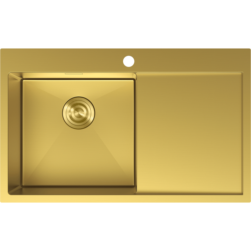 Mexen Exar oceľový drez s 1 komorou a odkvapkávacou plochou, ľavý 780 x 480 mm, zlatý - 6433781010L-55