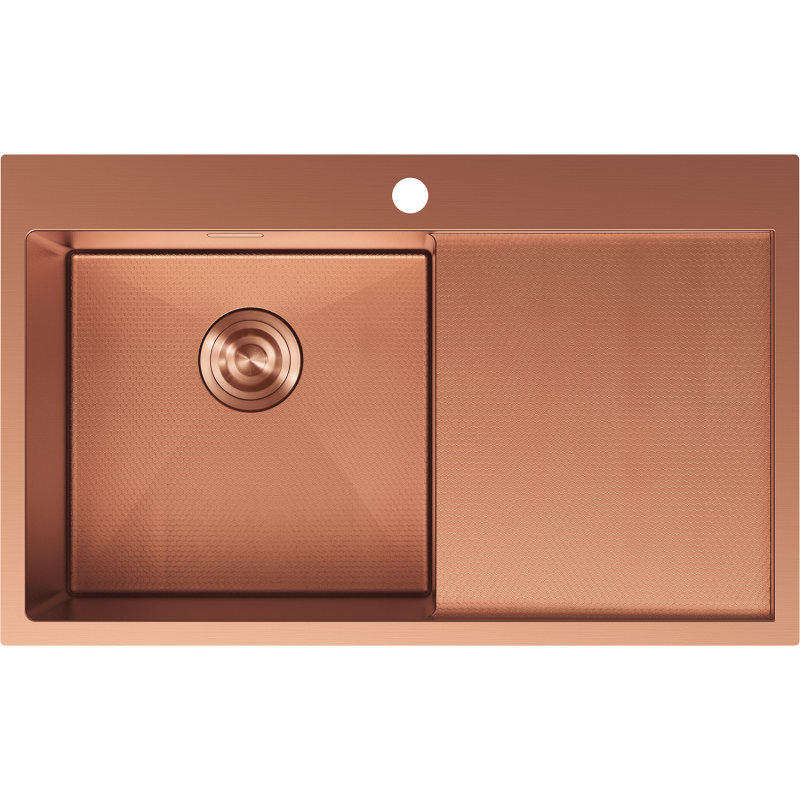 Mexen Exar oceľový drez s 1-komorou s odkvapkávacou plochou, ľavý 780 x 480 mm, meď HC - 6433781010L-65HC