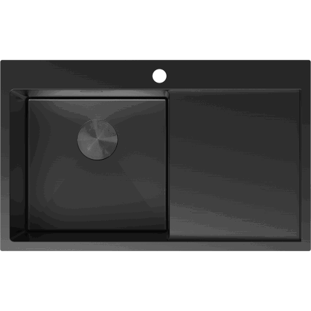 Mexen Exar nerezový drez 1-komorový s odkvapkávacou plochou ľavý 780 x 480 mm, čierny - 6433781010L-70
