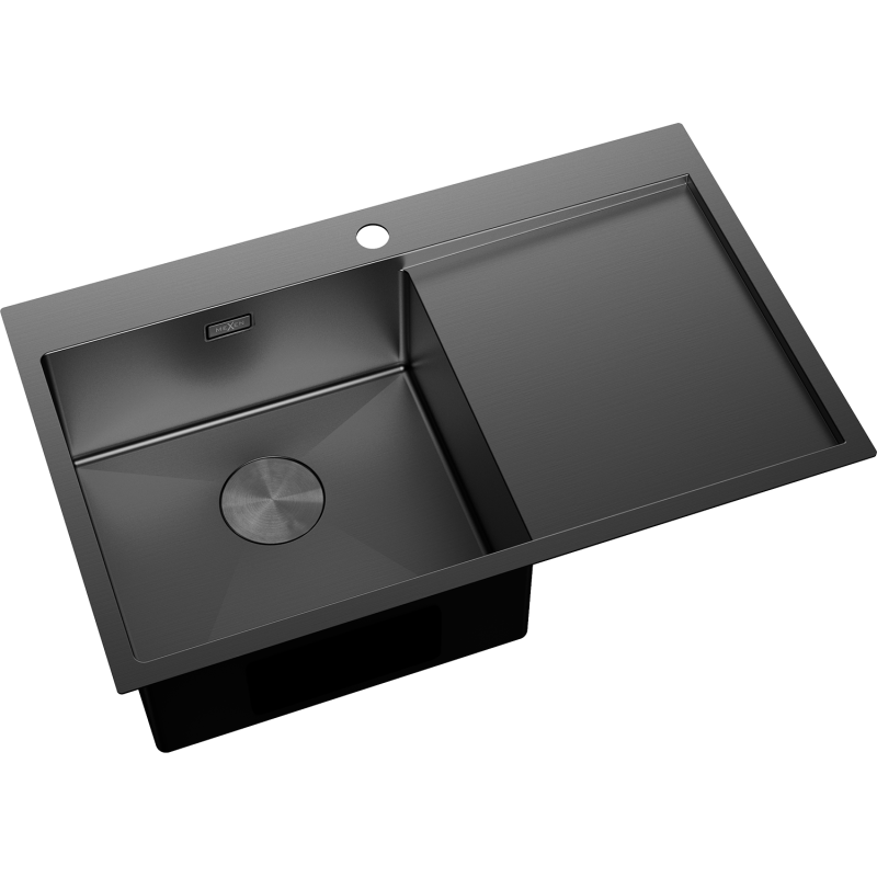 Mexen Exar nerezový kuchynský drez s 1 komorou a odkvapkávačom, ľavý 780 x 480 mm, čierny - 6433781010L-70
