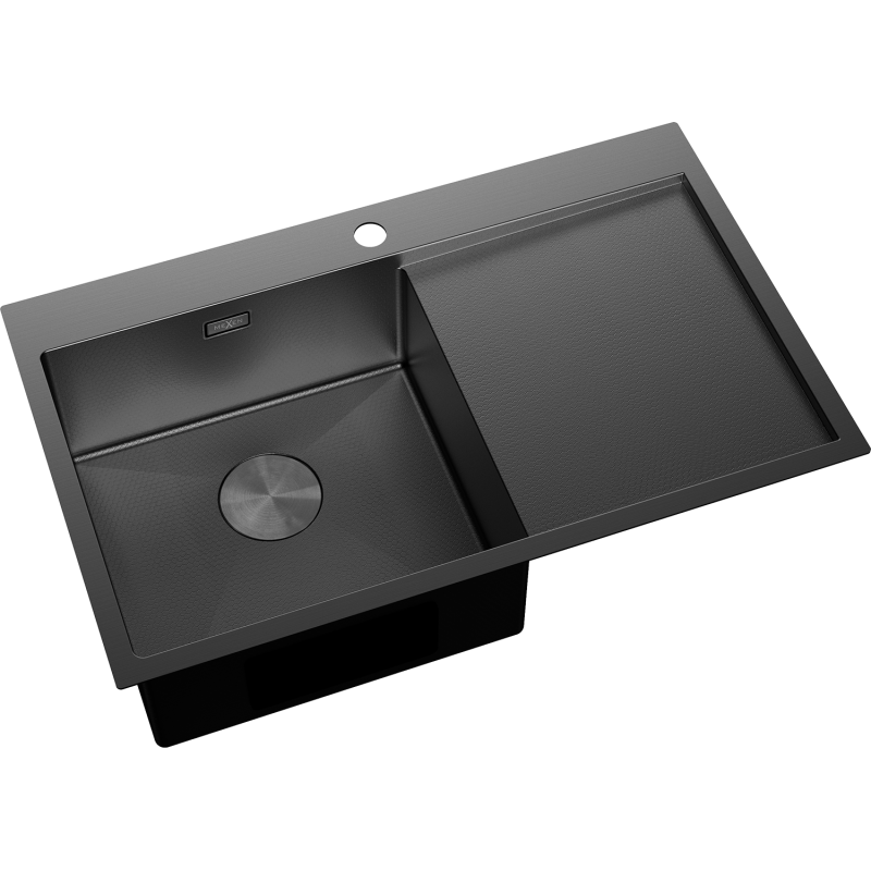 Mexen Exar nerezový drez 1-komorový s odkvapkávačom ľavý 780 x 480 mm, čierny HC - 6433781010L-70HC