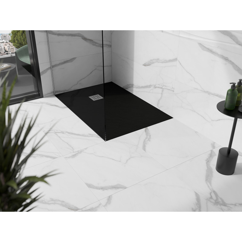 Mexen Stone+ Obdĺžniková kompozitná sprchová vanička 140 x 80 cm, čierna - 44708014