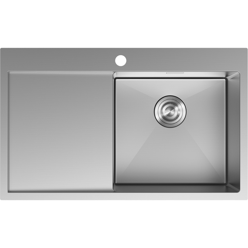 Mexen Exar nerezový drez 1-komorový s odkvapkávačom pravý 780 x 480 mm, inox - 6434781010P-01