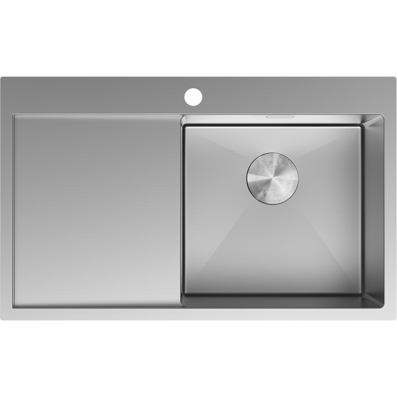 Mexen Exar oceľový kuchynský drez s 1 komorou a odkvapkávačom, pravý 780 x 480 mm, inox - 6434781010P-01