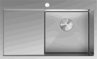 Mexen Exar oceľový kuchynský drez s 1 komorou a odkvapkávačom, pravý 780 x 480 mm, inox - 6434781010P-01