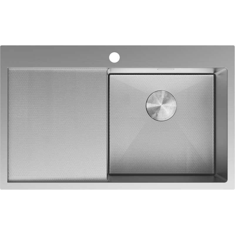 Mexen Exar oceľový drez s odkvapkávacou plochou, pravý 780 x 480 mm, inox HC - 6434781010P-01HC