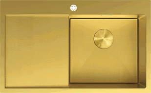 Mexen Exar oceľový drez s jednou komorou s odkvapkávačom, pravý 780 x 480 mm, zlatý HC - 6434781010P-55HC