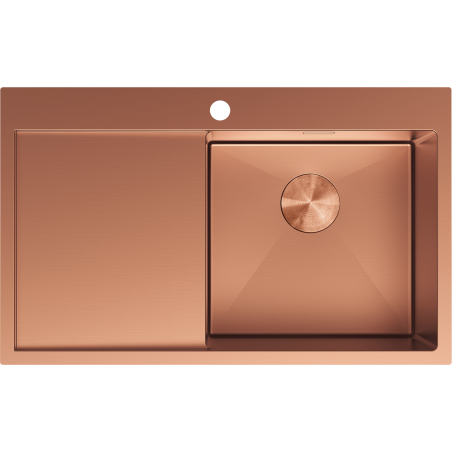 Mexen Exar oceľový drez s 1 komorou a odkvapkávačom, pravý 780 x 480 mm, meď - 6434781010P-65