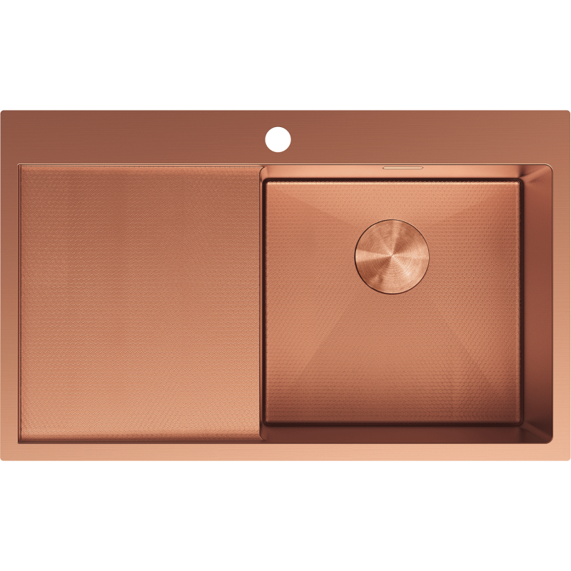 Mexen Exar oceľový drez 1-komorový s odkvapkávačom, pravý 780 x 480 mm, meď HC - 6434781010P-65HC
