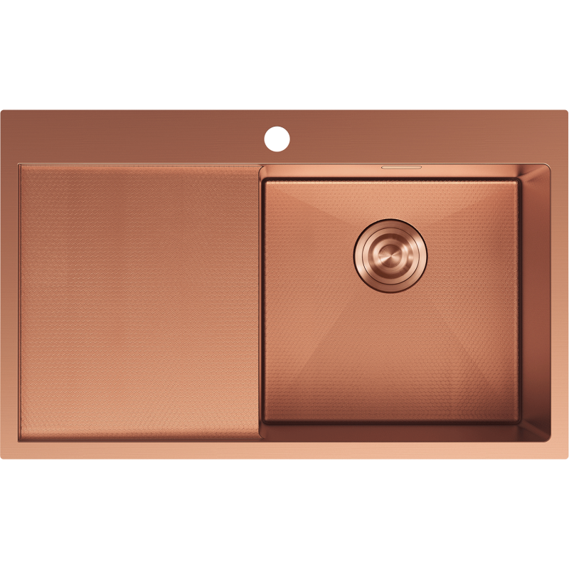 Mexen Exar oceľový drez 1-komorový s odkvapkávačom, pravý 780 x 480 mm, meď HC - 6434781010P-65HC