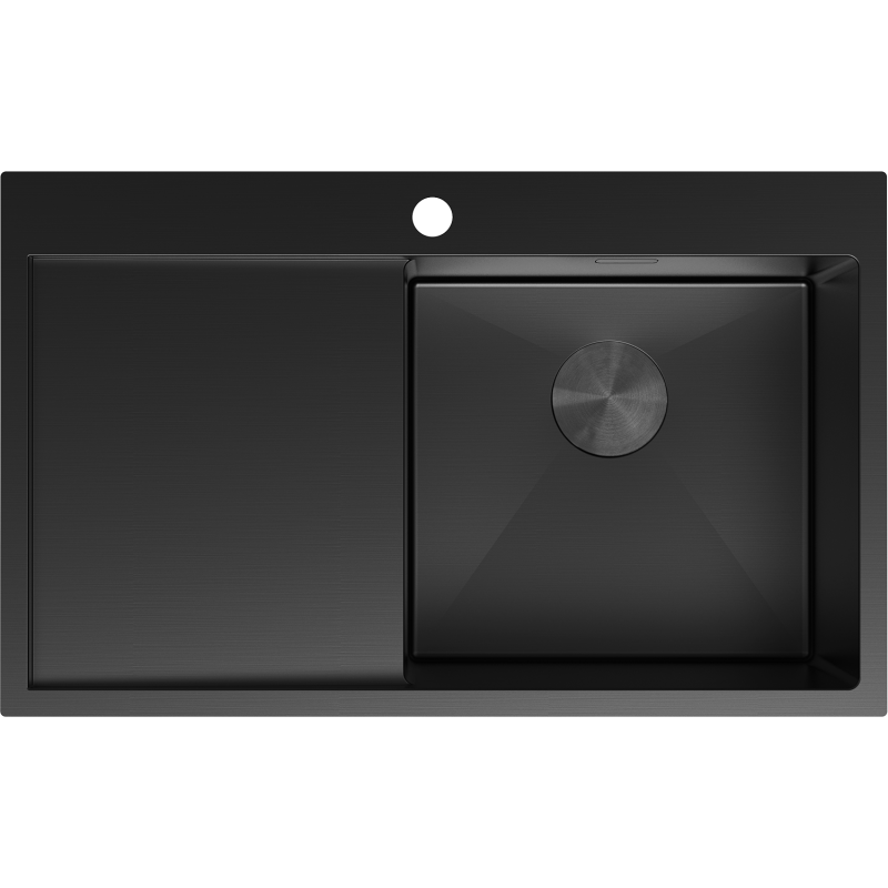 Mexen Exar nerezový drez s odkvapkávačom pravý 780 x 480 mm, čierny - 6434781010P-70