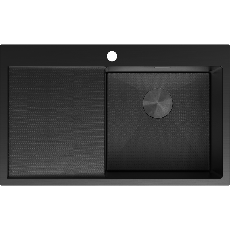 Mexen Exar oceľový drez s 1 komorou a odkvapkávačom, pravý 780 x 480 mm, čierny HC - 6434781010P-70HC