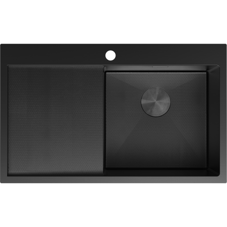 Mexen Exar oceľový drez s 1 komorou a pravým odkvapkávačom 780 x 480 mm, čierny HC - 6434781010P-70HC